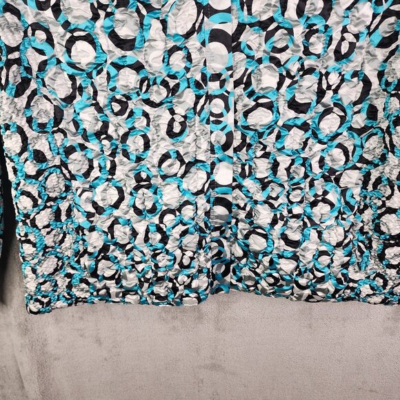 Woman Blue White Black Ruby Rd Crinkle Textured Jacket Long Sleeve Full Zip 1X - Picture 3 of 11